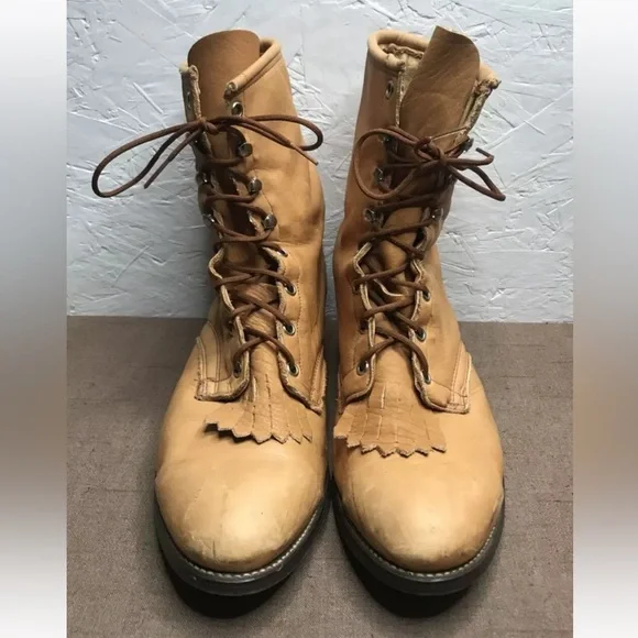 Unbranded Men's Packer Logger Boots Tan Brown Leather Size 10.5D - Picture 4 of 15